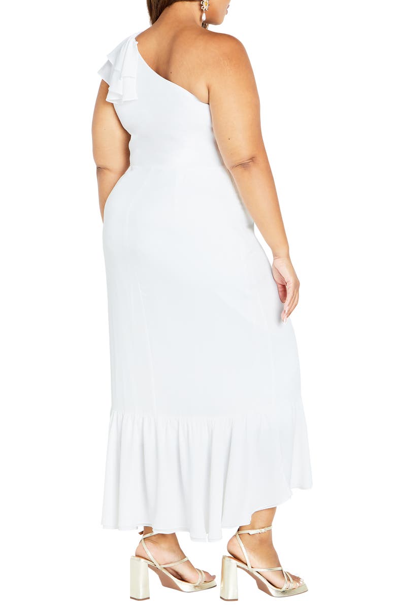 City Chic Izabela One-Shoulder Ruffle Maxi Dress, Alternate, color, Ivory