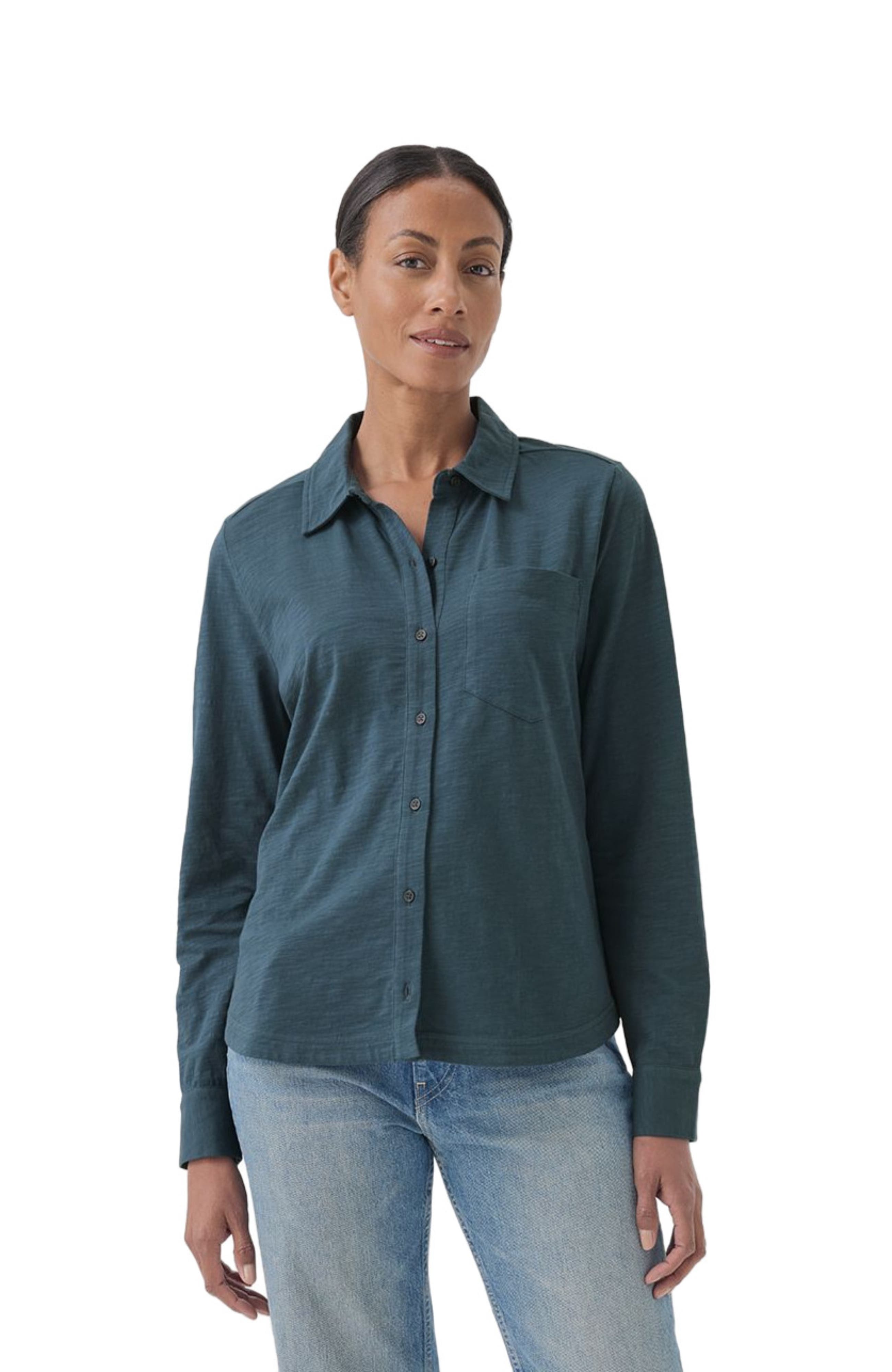 Organic Cotton Relaxed Slub Long Sleeve Button Up - image 2