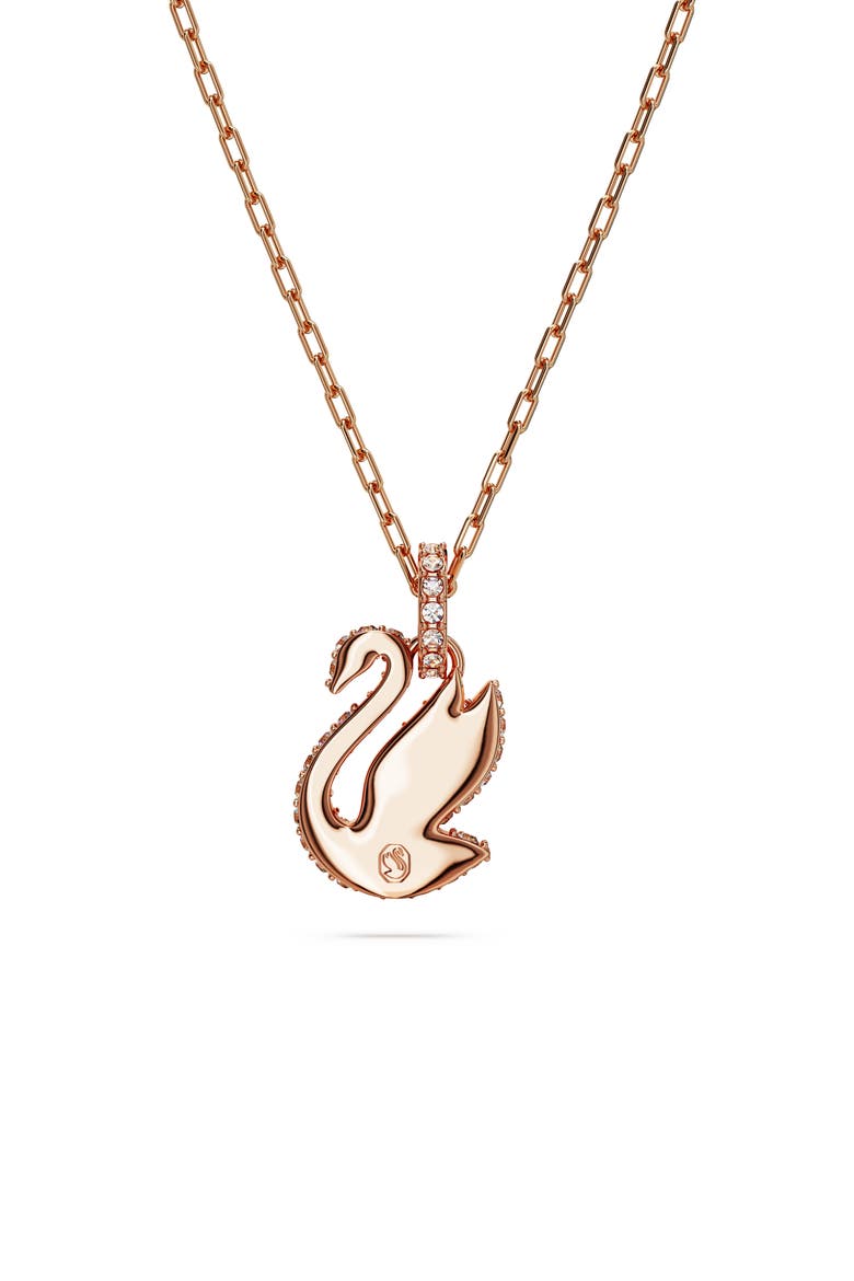 Pavé Crystal Swan Pendant Necklace, Alternate, color, WHITE/ ROSE GOLD