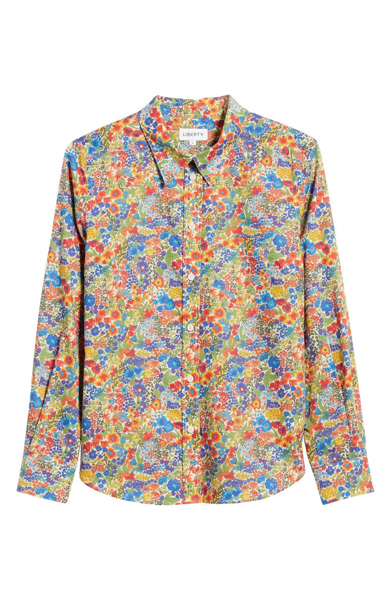 Liberty London Floral Long Sleeve Cotton Button-Up Shirt, Alternate, color, Blue Multi