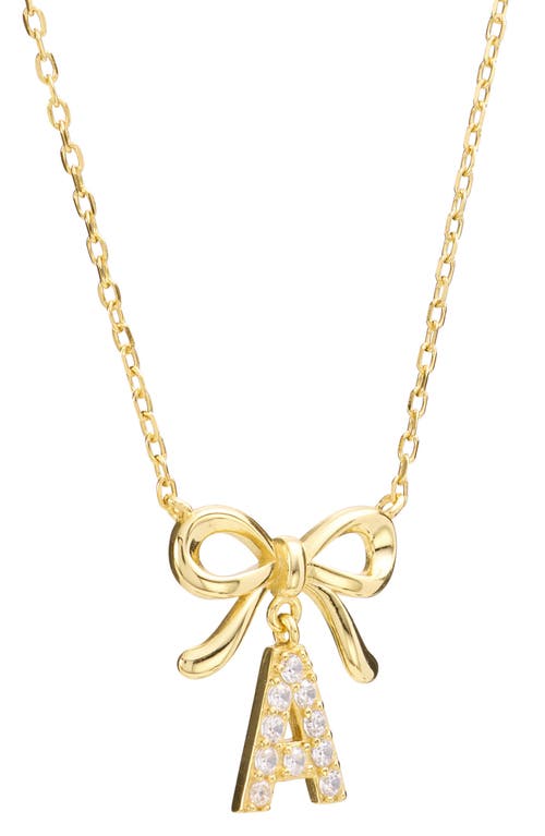 Athra Luxe Cubic Zirconia Bow Initial Pendant Necklace