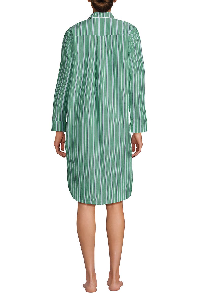 Cotton Poplin Long Sleeve Sleepshirt Nightgown, Alternate, color, Vibrant Clover Multi Stripe