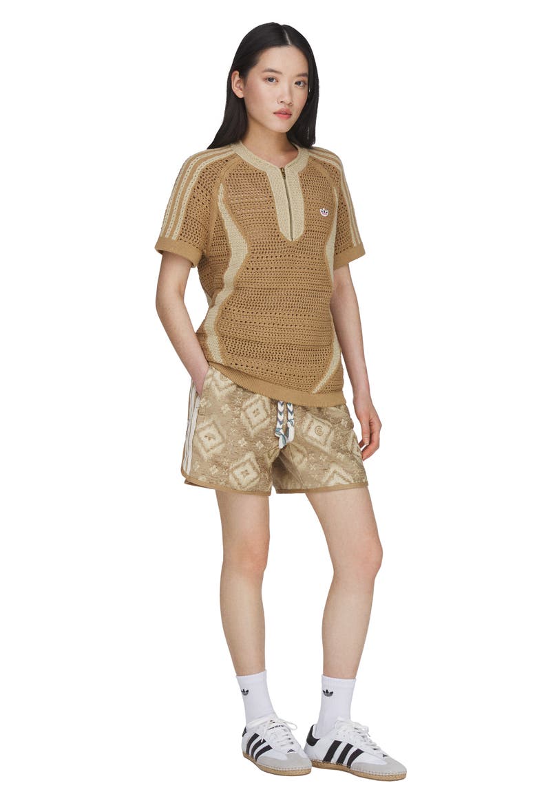 x CLOT Short Sleeve Quarter Zip Sweater, Alternate, color, CARDBOARD