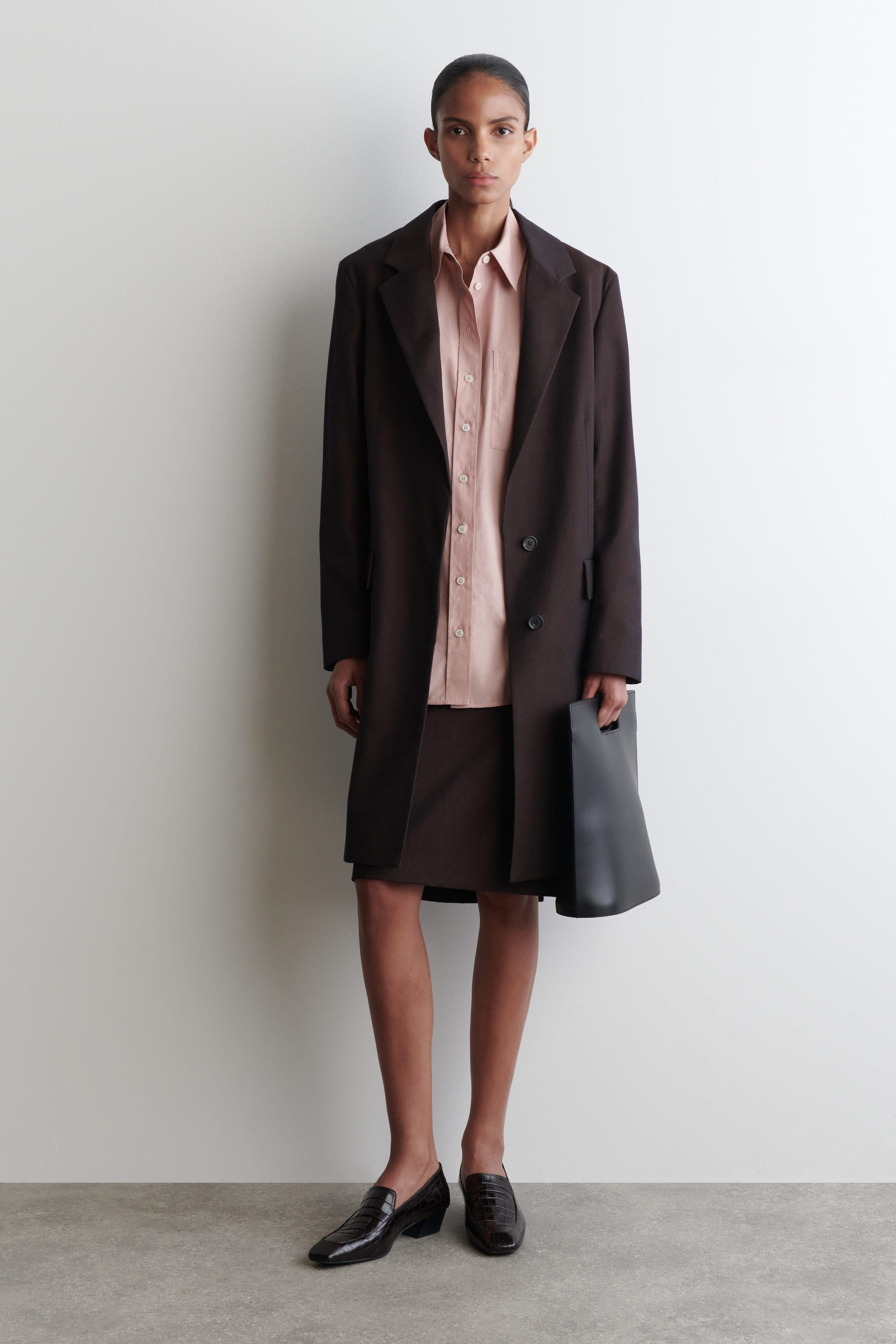 COS Folio Bag - Leather, Alternate, color, Black