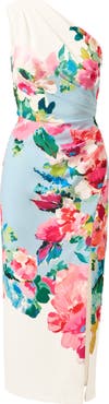 Adrianna Papell One-Shoulder Border Gown