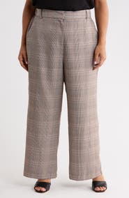 SUGARLIPS Mulvane High Waist Plaid Wide Leg Pants