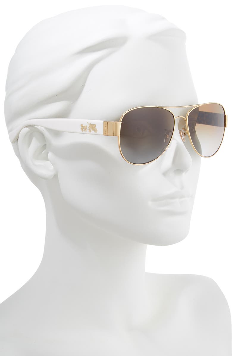 COACH 58mm Polarized Aviator Sunglasses, Alternate, color, 