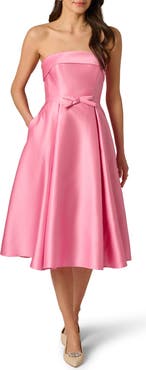 Adrianna Papell Bow Trim Strapless Mikado Cocktail Dress