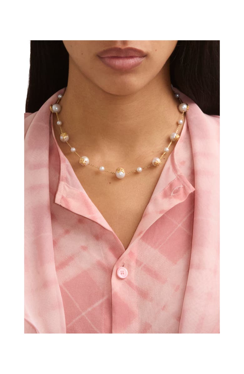 Burberry EKD Sphere Pearl Necklace, Alternate, color, Gold/Pearl
