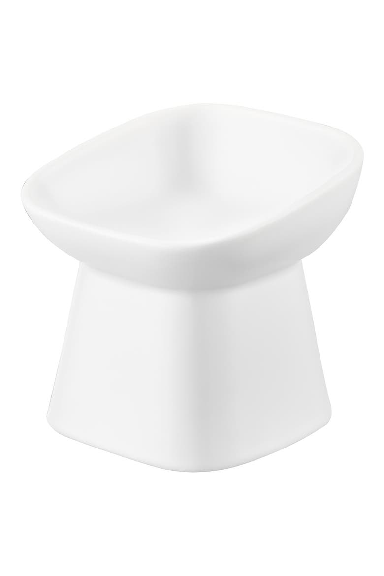 Tilted Pet Food Bowl, Main, color, WHITE