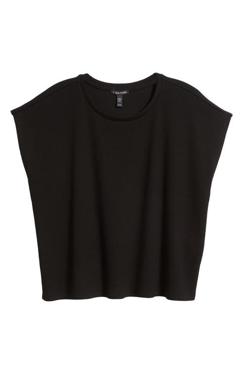 Eileen Fisher Crewneck Boxy Rib T-shirt In Black