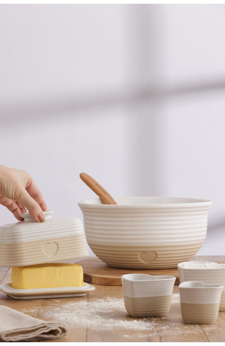 MASON CASH Rustic Charm Butter Dish, Covered Stoneware Butter Keeper, Alternate, color, Beige