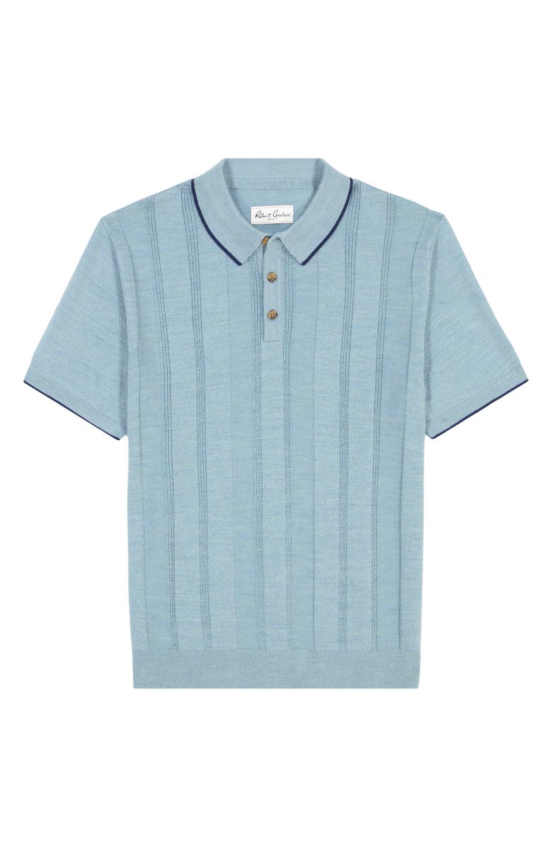 Robert Graham Edvan Merino Wool Blend Polo Sweater, Alternate, color, Slate Blue