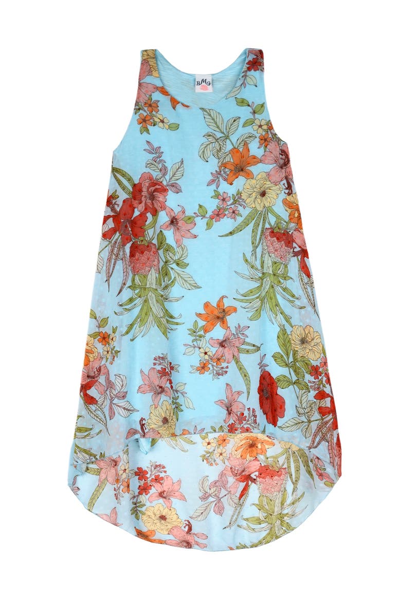 Girls Paradise Dreams Sleeveless Hi-Lo Dress, Main, color, Blue