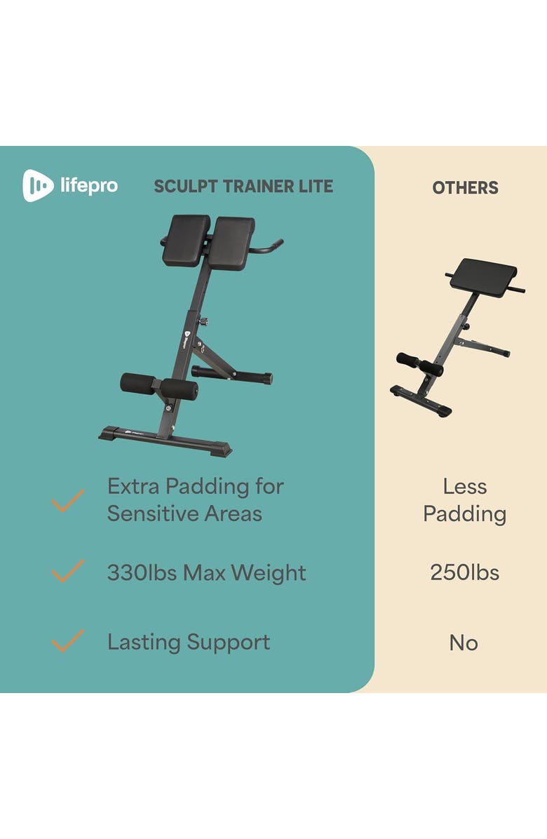 Lifepro Sculpt Trainer Roman Chair leg extension machine for Home Gym, Alternate, color, Black Lite