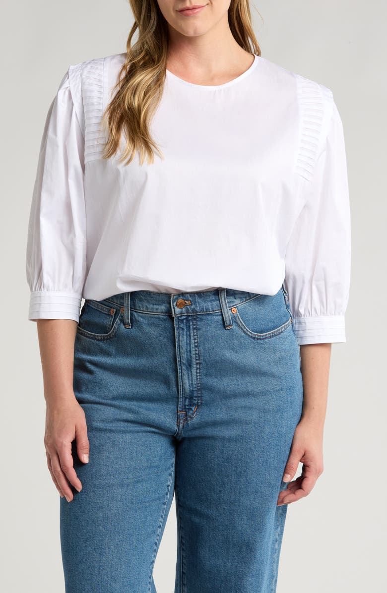 HARSHMAN Delaney Pleated Sleeve Cotton Top, Main, color, 