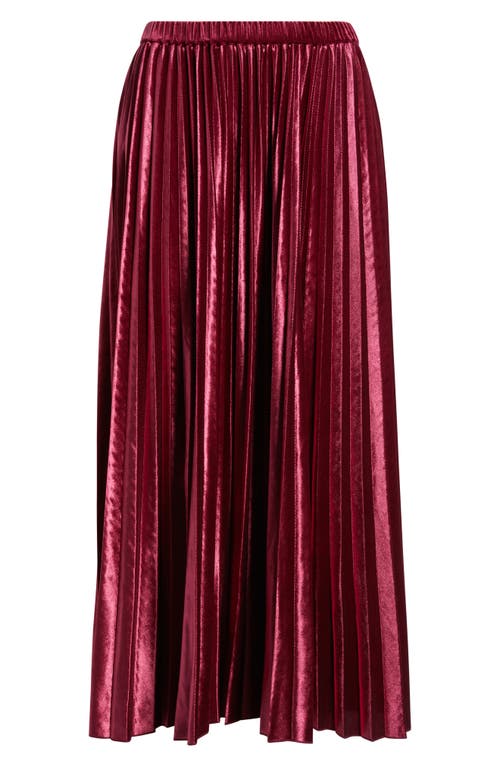 Anne Klein Pull-on Pleated Velour Skirt In Red