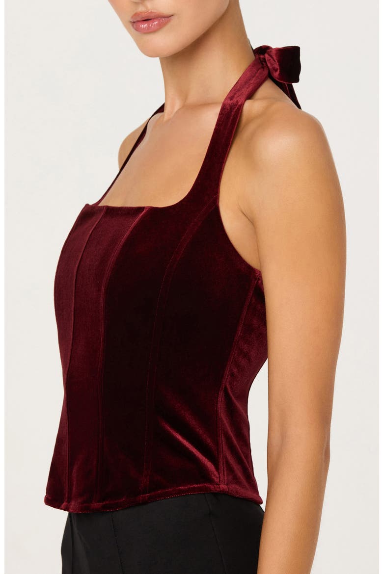 Jacy Velvet Halter Top, Alternate, color, WINE