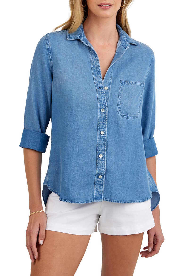 Chambray Button-Up Shirt, Main, color, INDIGO HARBOR WASH