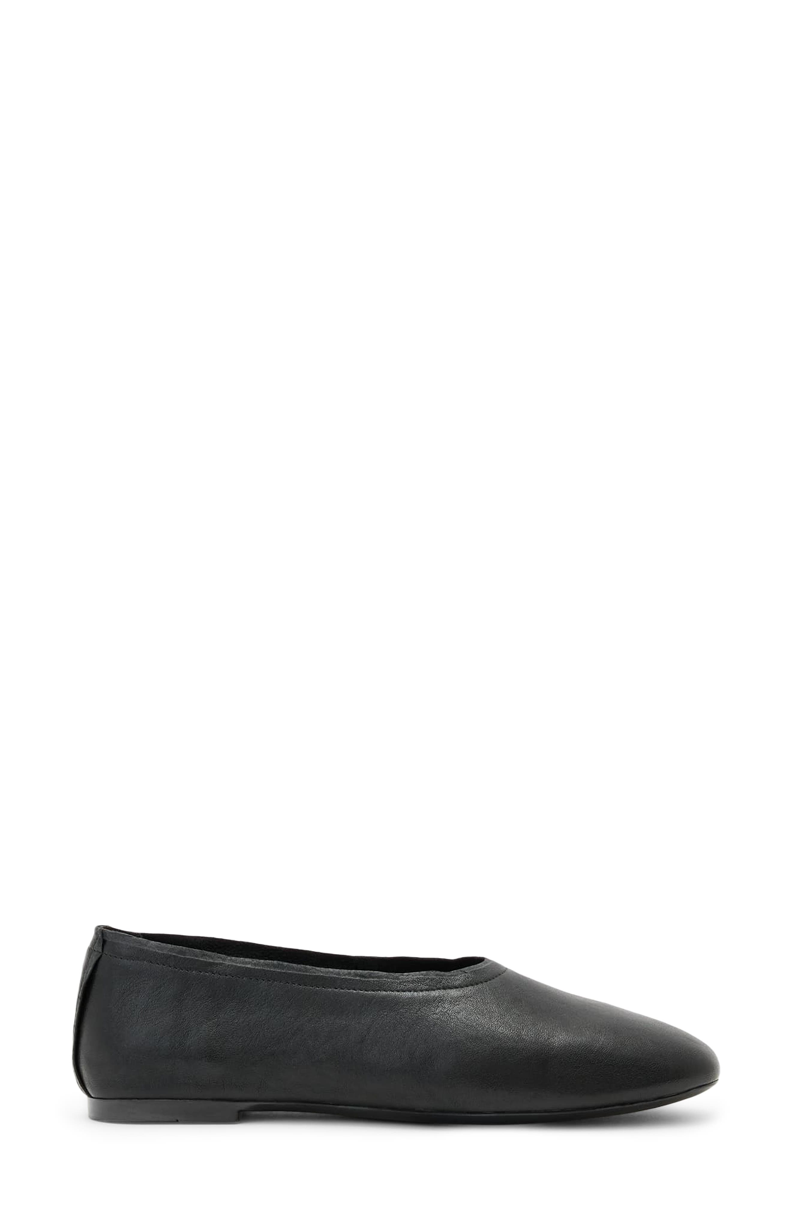 Hailee Leather Flat, Alternate, color, BLACK