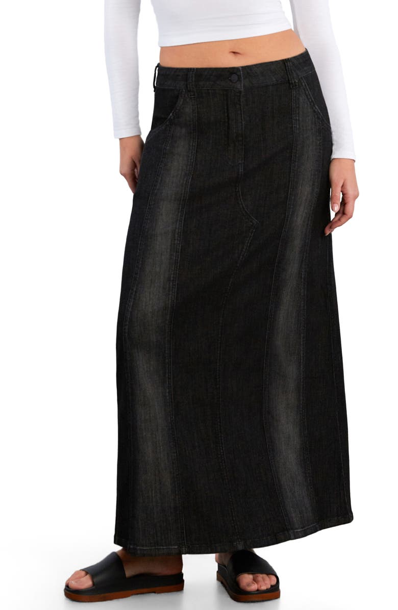 Wash Lab Denim Road Trip Denim Maxi Skirt, Main, color, Mixed Black