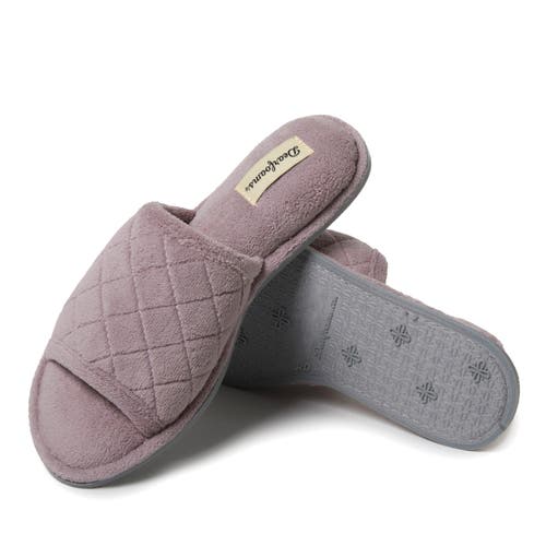 DEARFOAMS DEARFOAMS BEATRICE QUILTED MICROFIBER TERRY SHOWER SLIDE SLIPPER 