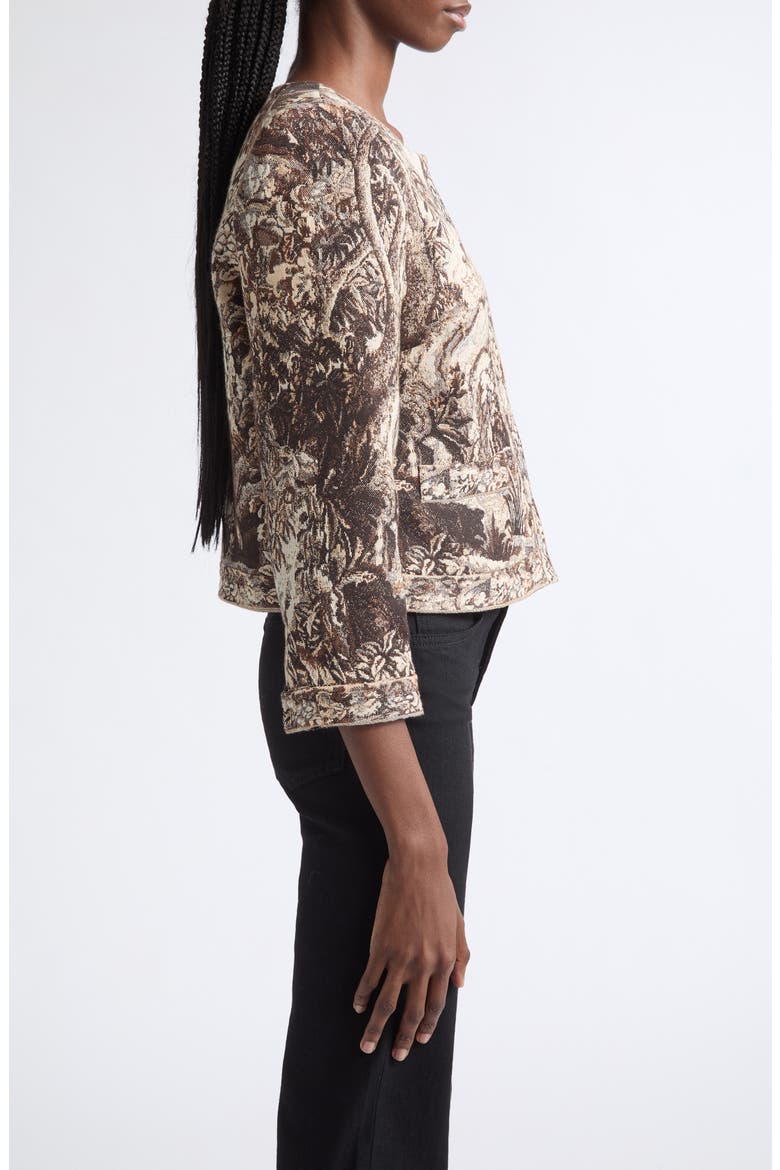Lian Collarless Crop Cotton Blend Jacket, Alternate, color, NEUTRAL SCENIC TAPESTRY