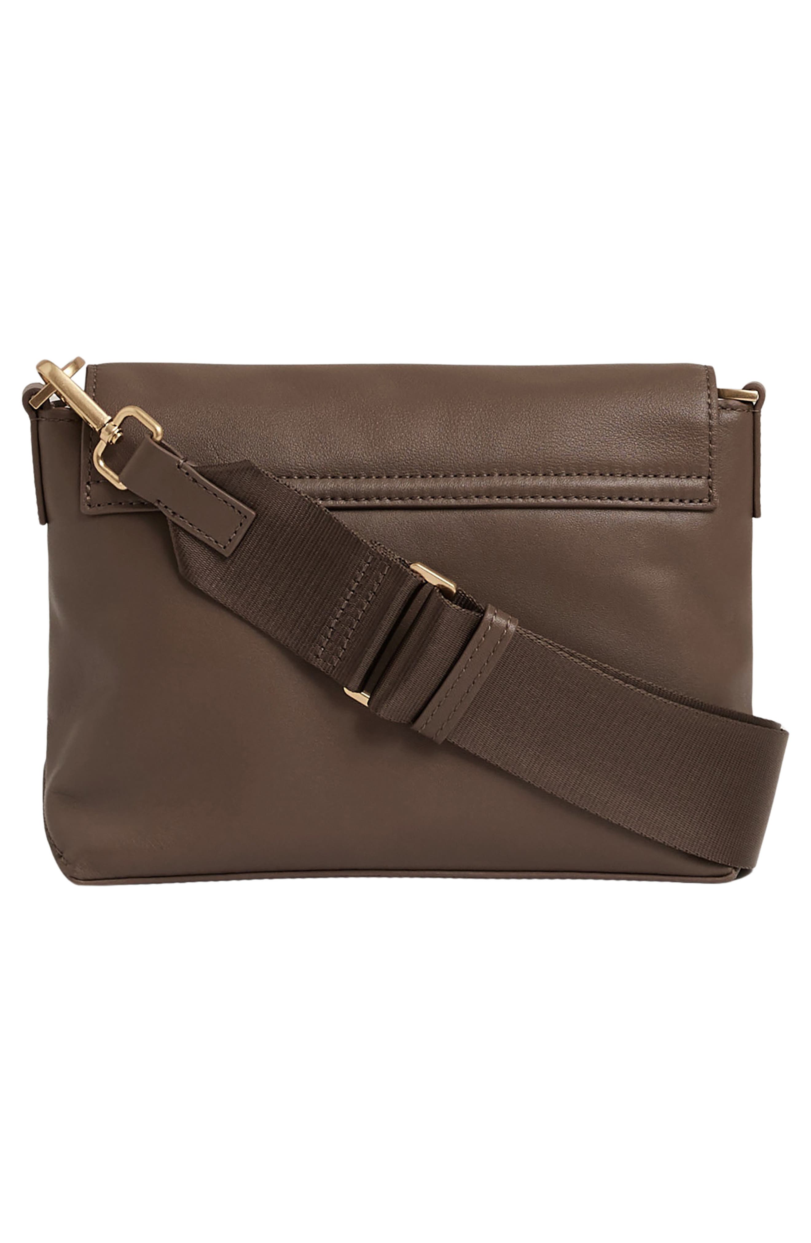 Reiss Selena Leather Crossbody Bag, Alternate, color, Taupe