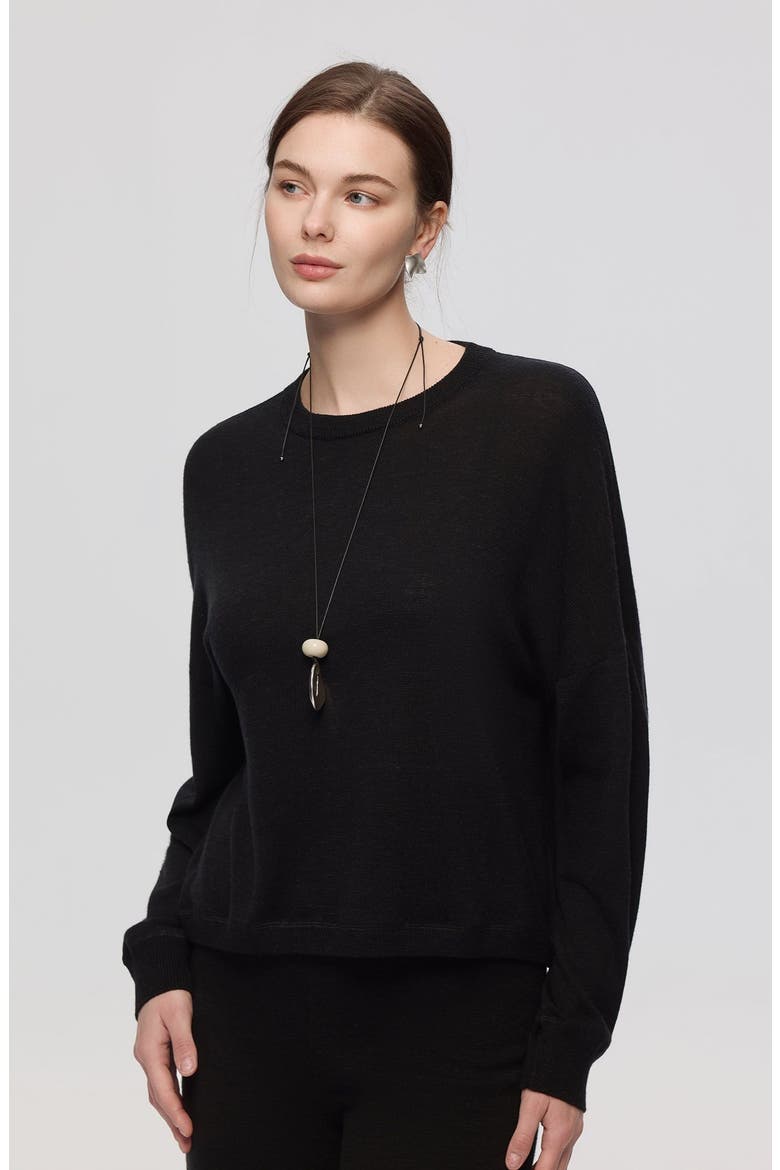Nilo Knitted Crewneck, Main, color, Black