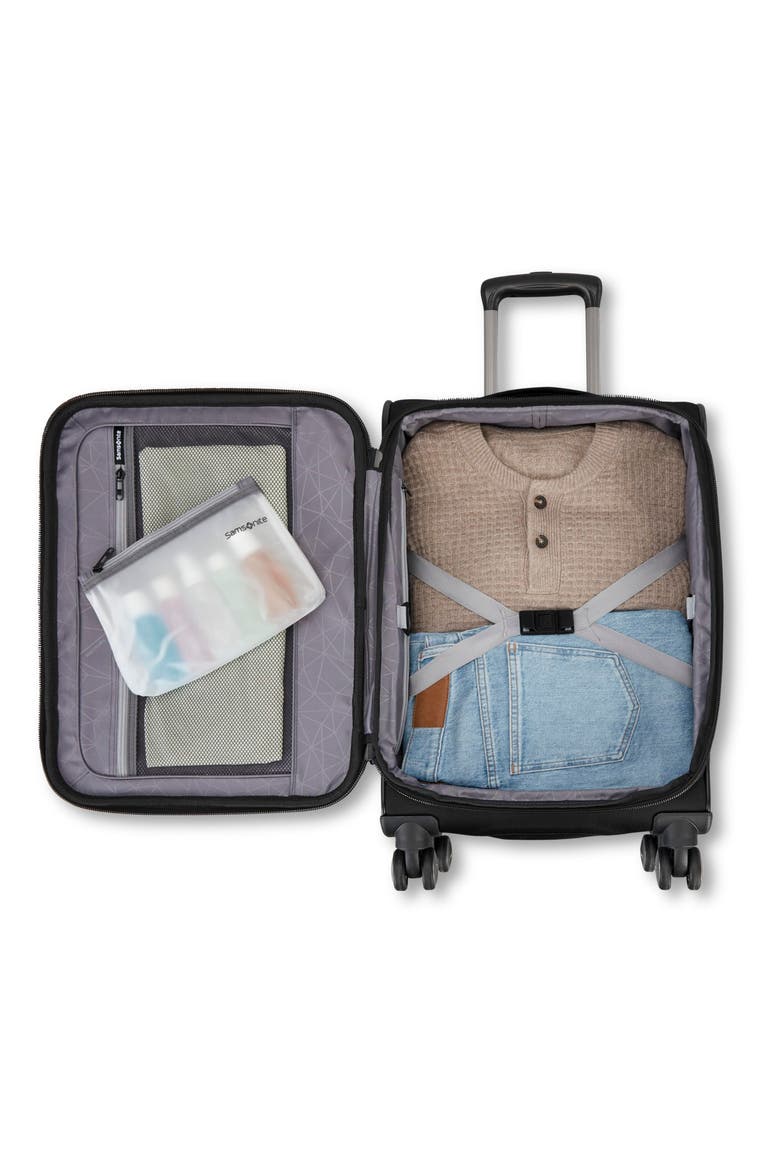 Ascella 4 Softside Expandable 20" Carry On Spinner Luggage, Alternate, color, Black