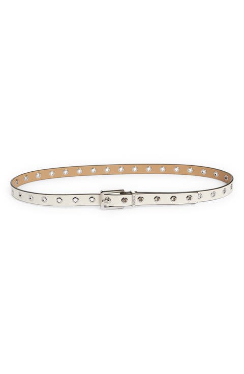 Thin Eyelet Recycled Leather Belt