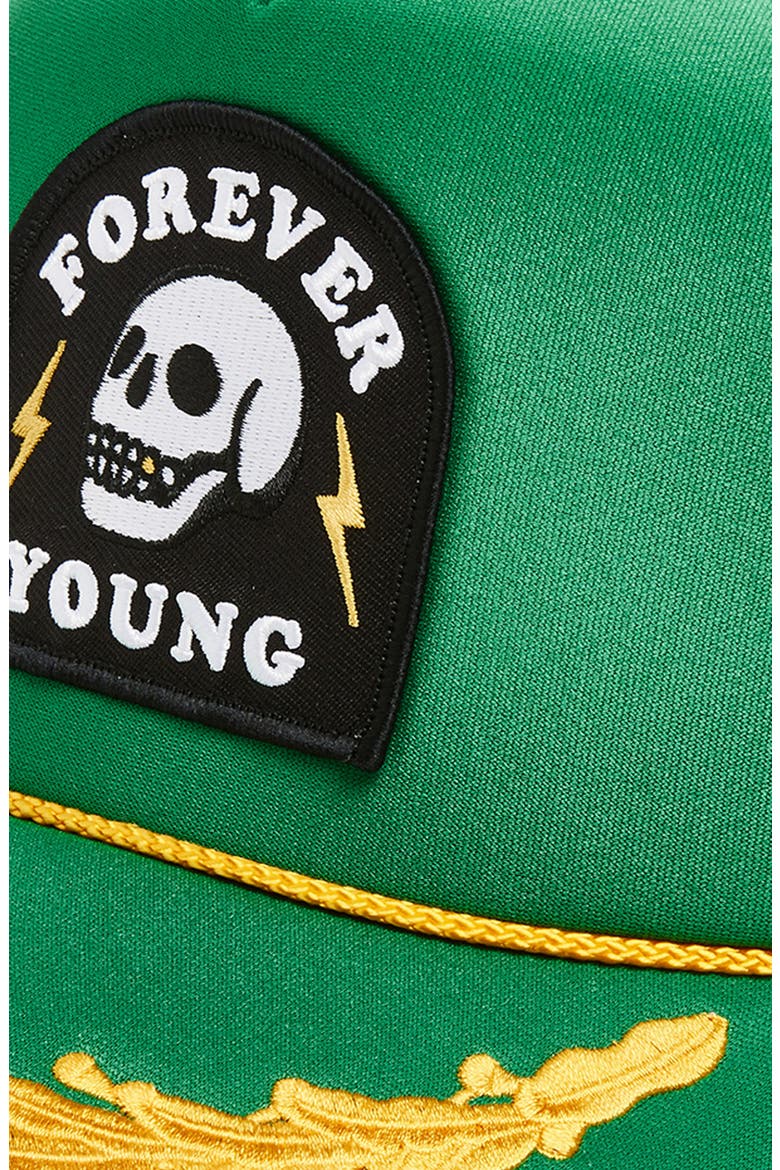 Forever Young Captain Patch Trucker Hat, Alternate, color, KELLY CAPTAIN