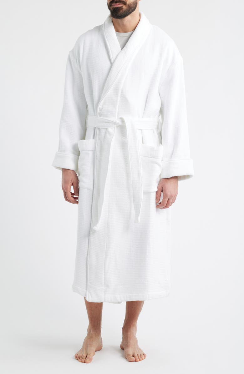 Majestic International Aberdeen Waffle Knit Robe, Main, color, White