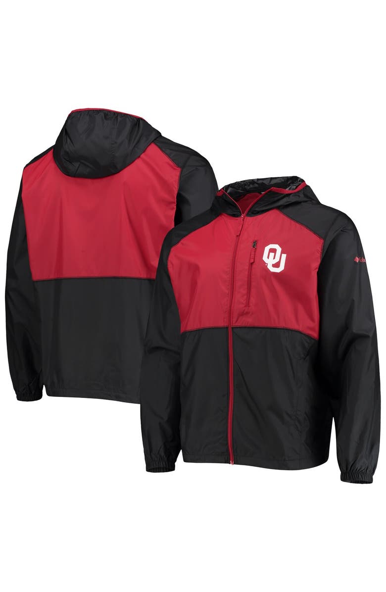 Columbia Men's Columbia Black/Crimson Oklahoma Sooners Flash Forward Hoodie Full-Zip Lightweight Windbreaker, Main, color, 