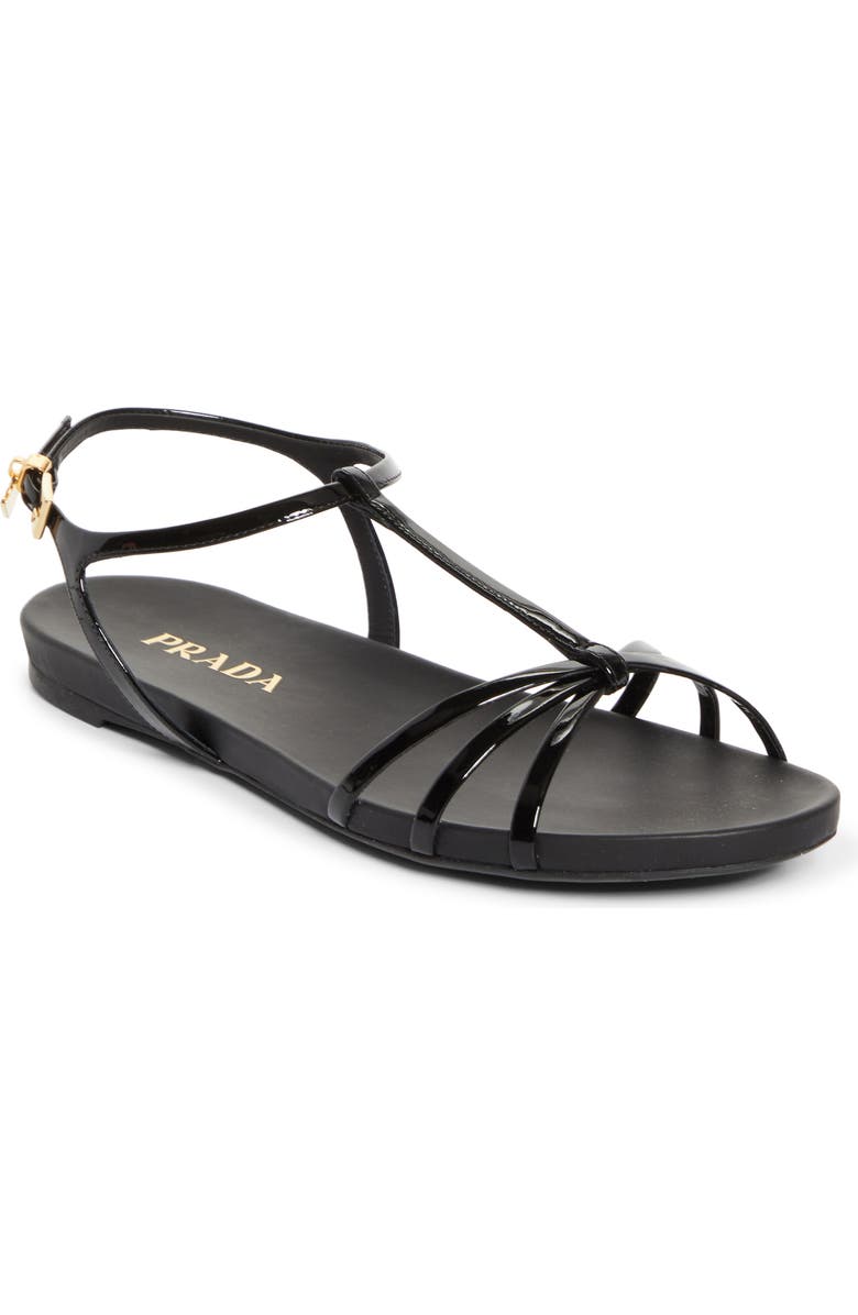 Prada Cage Strap Sandal, Main, color, Black
