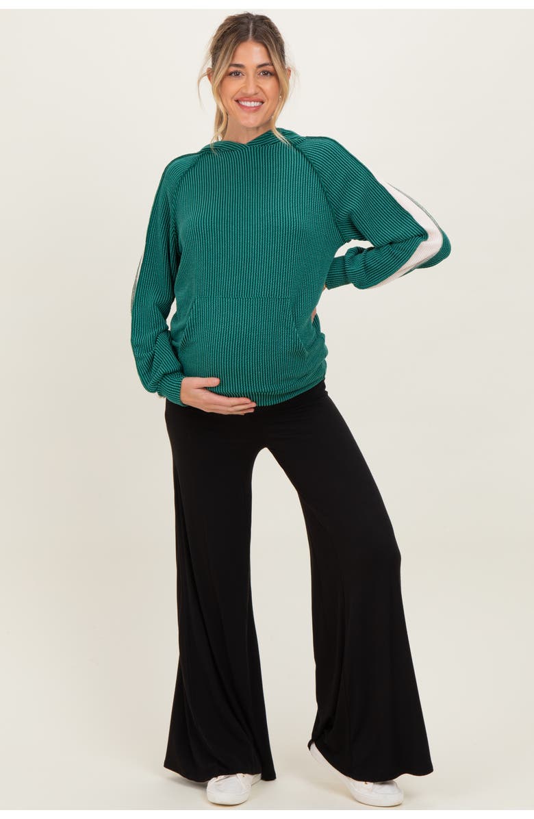 PinkBlush Fold Over Waist Wide Leg Lounge Pants, Alternate, color, Black