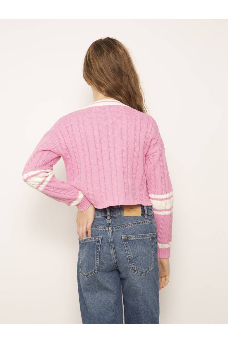 Iva Varsity Cable Crew, Alternate, color, BABY PINK