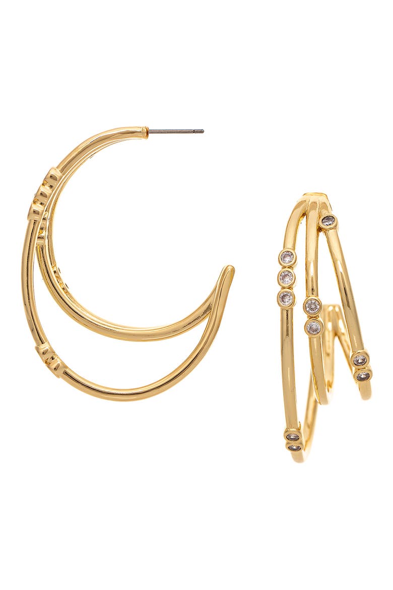 Cubic Zirconia Multi Hoop Earrings, Main, color, GOLD
