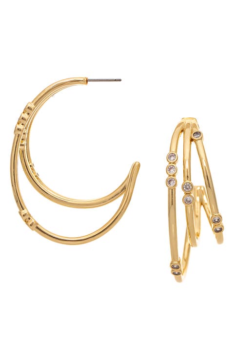 Cubic Zirconia Multi Hoop Earrings