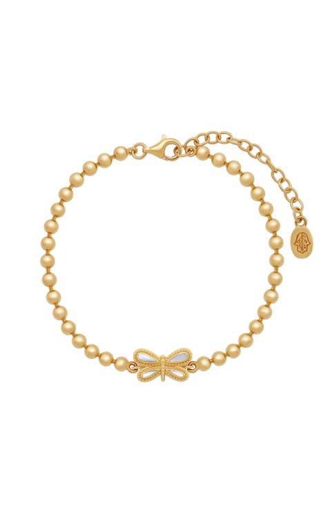Spiritual Renewal Rainbow Moonstone Dragonfly Gold Bracelet