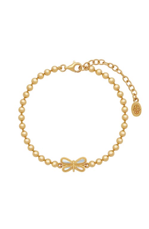 Karma And Luck Spiritual Renewal Rainbow Moonstone Dragonfly Gold Bracelet In Multi