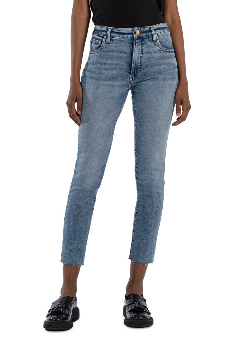 Reese Fab Ab Raw Hem High Waist Ankle Straight Leg Jeans, Main, color, INCREDIBLE