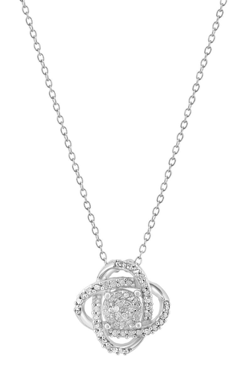 Sterling Silver Diamond Knot Pendant Necklace, Main, color, SILVER