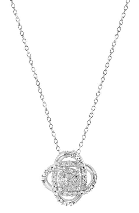 Sterling Silver Diamond Knot Pendant Necklace
