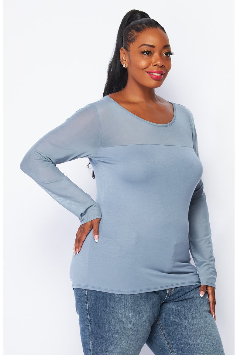 Mixed Media Long Sleeve Top, Alternate, color, RIVER