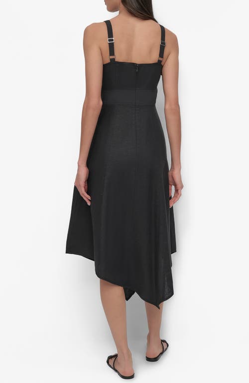 DKNY DKNY PANELED LINEN BLEND MIDI DRESS 