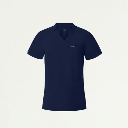 Jaanuu 3-pocket Classic Notched V-neck Scrub Top In Blue