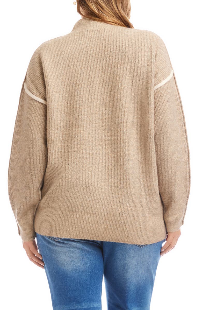 Karen Kane Colorblock Mock Neck Sweater, Alternate, color, Sand W/ Earth