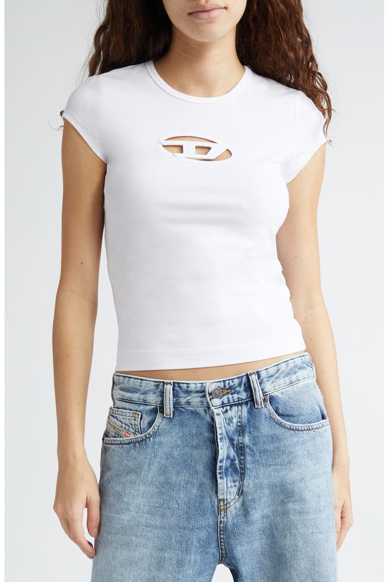 DIESEL® T-Angie Embroidered Logo Cutout T-Shirt (Women) | Nordstrom