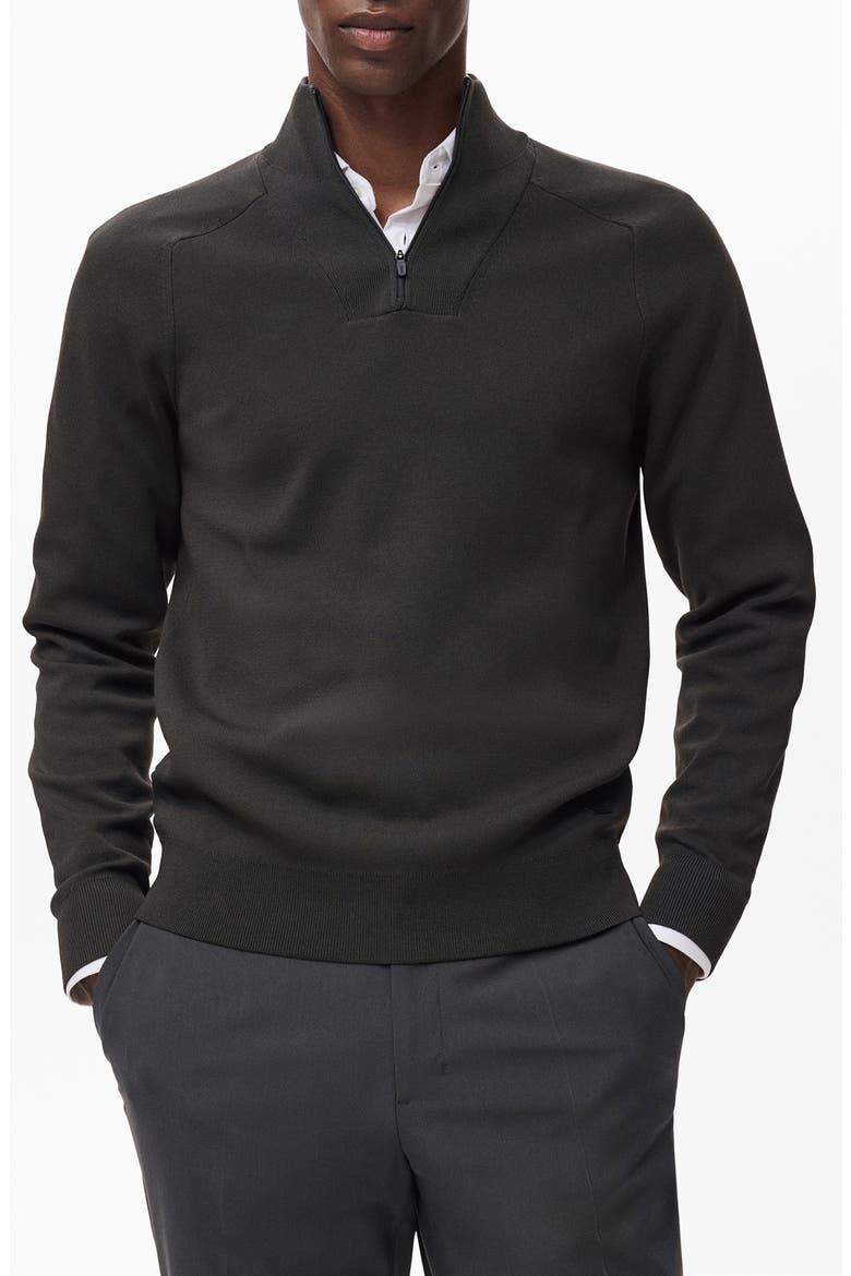 Thermoregulated Quarter Zip Sweater, Main, color, DARK GREEN